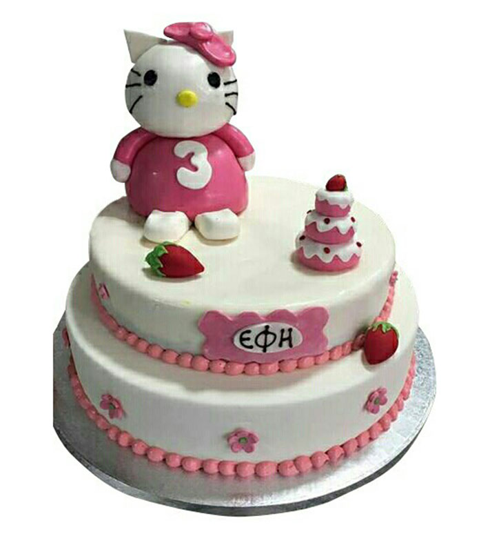 Cake made of sugar paste in a shape of Hello Kitty