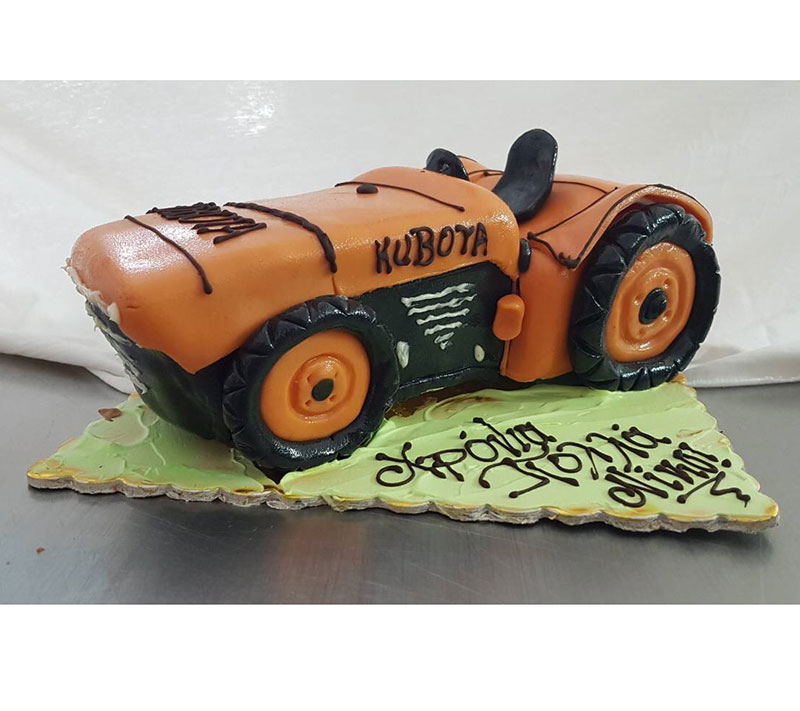 Birthday cake in the shape of a tractor