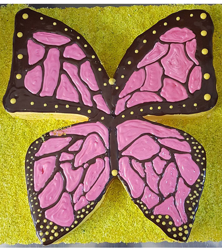 Cake with sugar paste like a butterfly