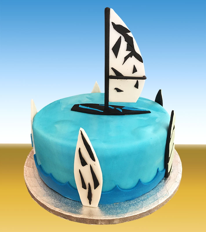 Sugar paste cake with windsurf