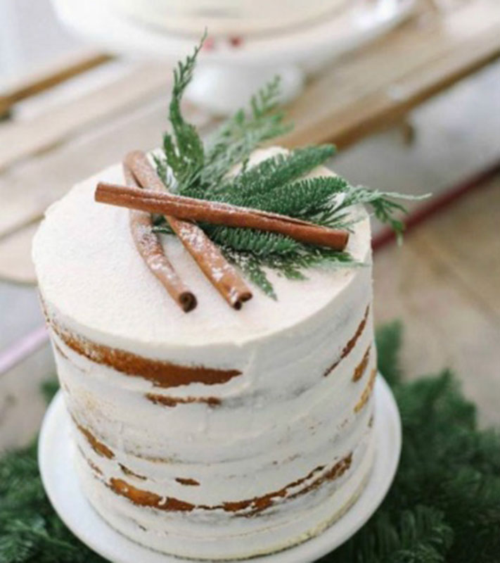 Wedding cake decorated with cinnamon