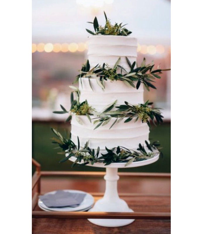 Wedding cake with olive leaves